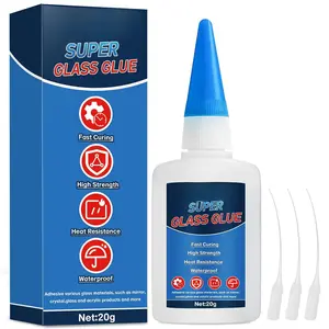 Glass Glue 20 g, Glass Glue Clear Repair Heavy Duty, Ultra- Adhesive for Glass, , Mirror and More, with Anti-Clog Cap