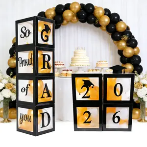 Class of 2026 Graduation Party Set 4 Box Kit with Balloons & GRAD Letters for Celebrations
