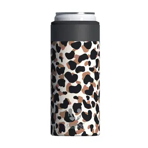 asobu Skinny Can Cooler Insulated Stainless Steel Sleeve for a Slim 12 Ounce Hard Seltzer or Beer Can(Cheetah)