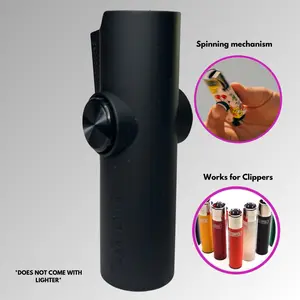 CLPR FLKR LYTR: Black Matte Portable Durable Fidget Spinner Lighter Case Accessory for Clipper Lighters, High-Quality Polypropylene Body, Black Matte Finish