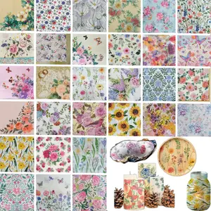 60 Pcs Paper Napkins, 30 Styles Floral Decorative Napkins, DIY Craft Paper Cutouts, Creative Projects, Party Decoration for Mother's Day/birthday, 33x33 Cm