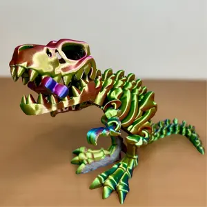 3D Printed Articulated T-Rex Skeleton, Decorative Figurine Gift Lover