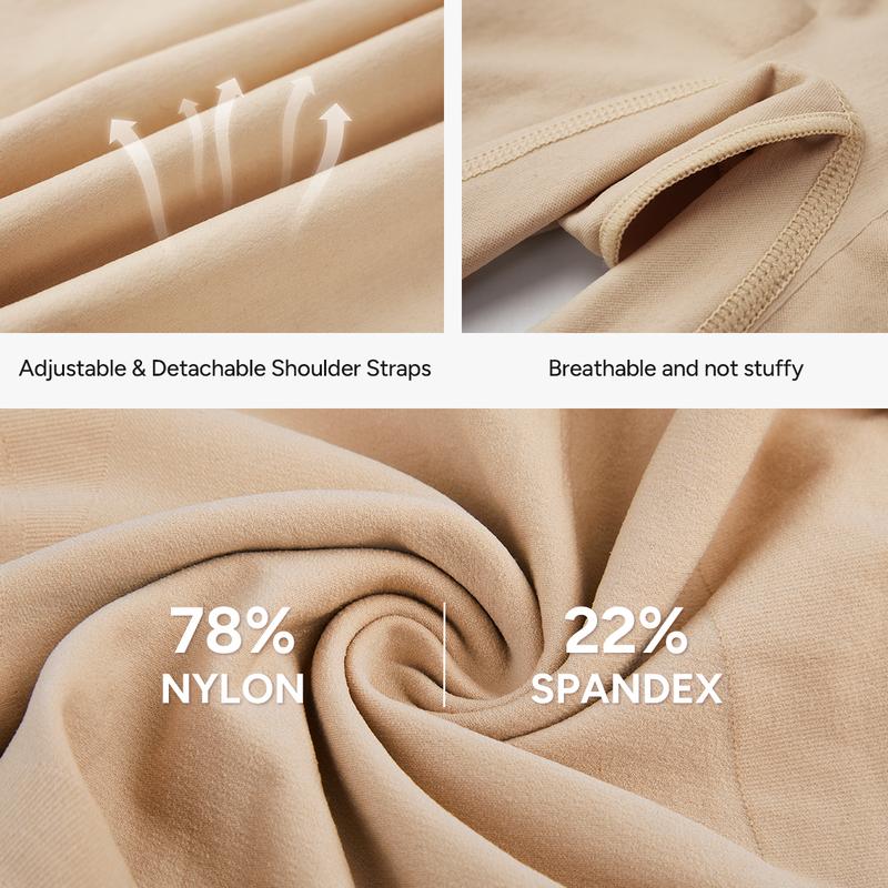 Nebility Women's Seamless V-Neck Bodysuit - Full Body Stretchy Shapewear, High Waist Shaping, Comfortable Breathable Fabric, Basic Black (Fitted) Minimalist Womenswear Black(Fitted)