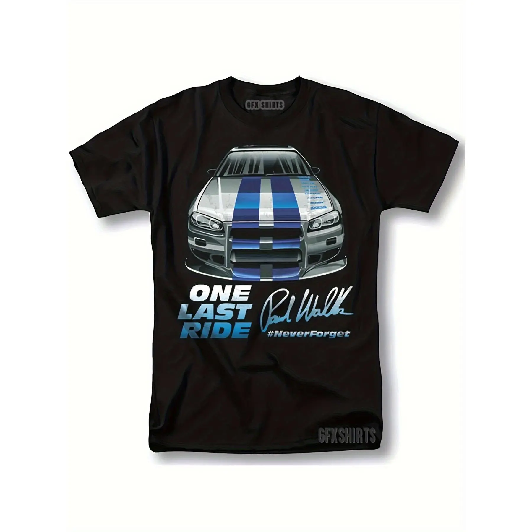 Men's Paul Walker "Rush" Retro Graphic Top, 230gsm Heavyweight Seamless Short-Sleeve T-Shirt, Theater Signature Racing Design, Streetwear Round Collar Regular Fit, All-Season Unisex Adult Clothing, Local Warehouse Delivery, Valentine's Day Gift