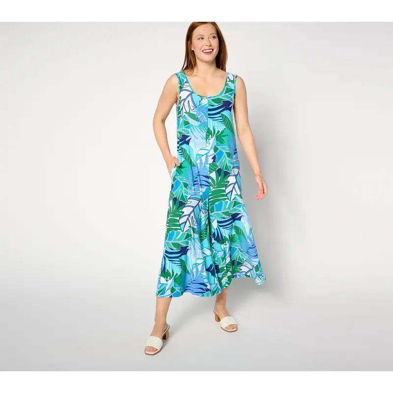 chinese dress ladies Attitudes by Renee Regular Reversible Como Jersey Maxi Dress Forest Shadows / L main image 0