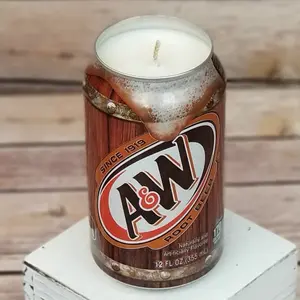 Soy Candle - A & W Root Beer Can Soy Candle with Root Beer Scent - Soda Pop Can Candle A and W