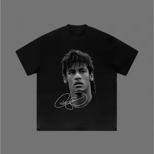 Big Head Neymar Vintage Graphic Tee Unisex Soccer Streetwear Short Sleeve Cotton T-Shirt Casual Summer Outfit Trendy Sports Fan Apparel for Menswear Womenswear Everyday Wear