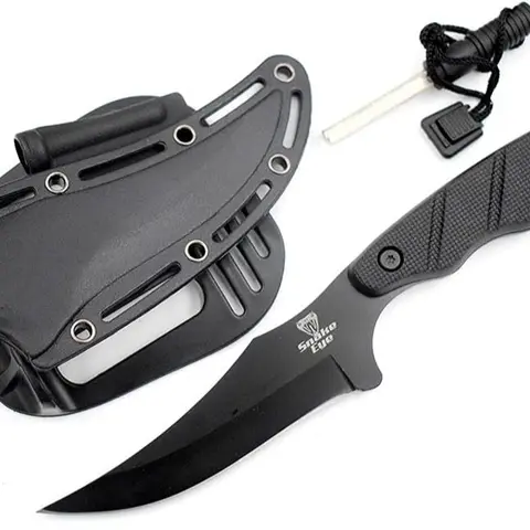 Snake Eye Tactical 9" Unisex Fixed-Blade Steel Skinner Knife - 4.75 inches Durable EDC Survival Tool, Outdoor Survival Gear, Camping Durable Outdoor Tool, ABS Sheath, Knife Sharpener (1148-BK)