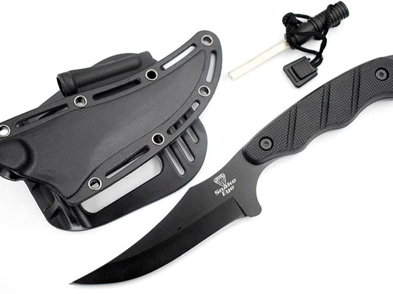 Snake Eye Tactical 9" Skinner Knife with Sharpener and ABS Sheath, EDC, Outdoor Gear, Camping, Hunting (1148-BK)