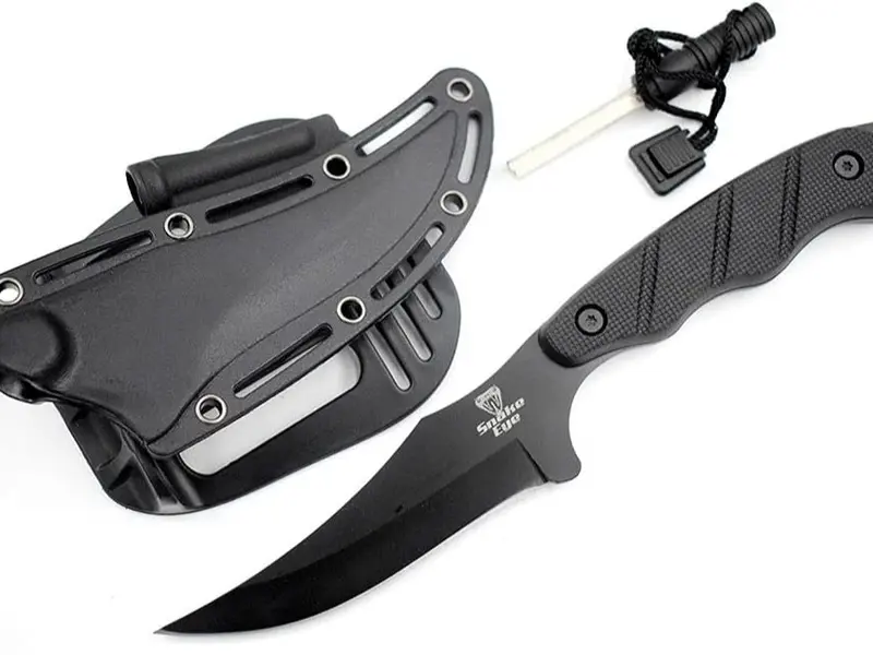 Snake Eye Tactical 9" Skinner Knife with Sharpener and ABS Sheath, EDC, Outdoor Gear, Camping, Hunting (1148-BK)