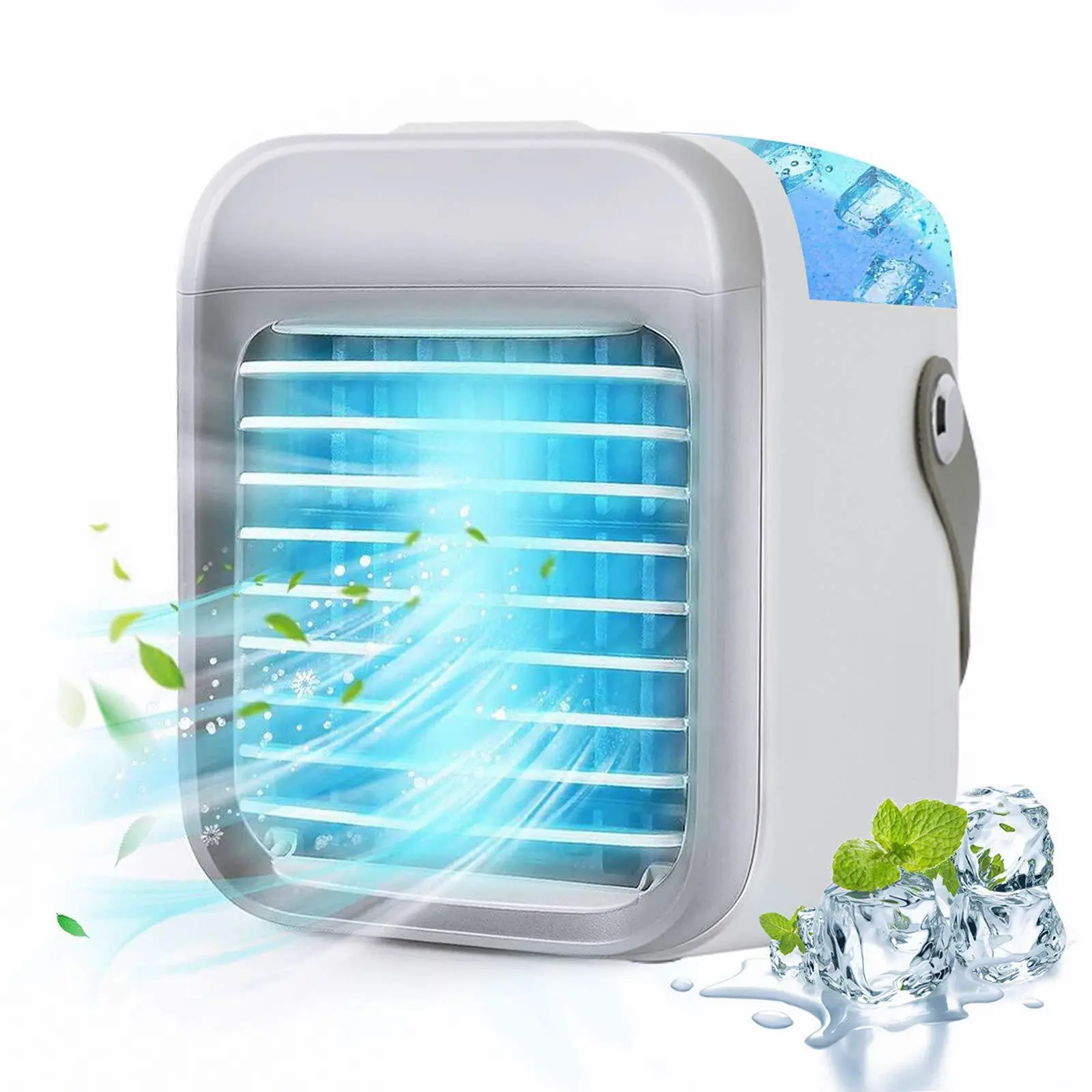 Water Cooled Potable Air Conditioner- USB 2000 Mah Rechargeable Portable Battery - Mini Personal Electric fan portable air conditioner cooling Mobile airconditioner portable a mini aircooler, Fast Cooling, Silent Mode