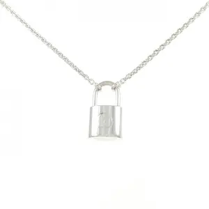 Pre-owned Louis Vuitton Sterling Silver 925 (Ag925) Small Leather Goods Lockit 925 Silver Necklace