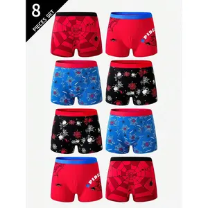 Lingerie Young Boys Spider Cotton Comfortable Print 8-Pack Boxer Briefs Boys Boxers