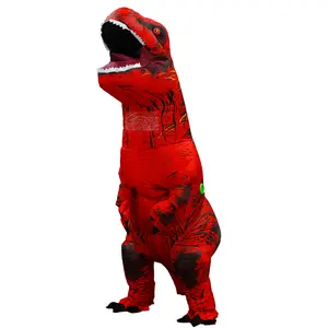 Red Tyrannosaurus Rex Inflatable Costume Adult Size Halloween Themed Party Funny Cosplay Quick Inflation Cool Design Guaranteed Attention