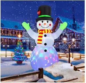 7 FT Christmas Inflatables Embrace Snowman Outdoor Decorations, Blow up Snow Man Yard Decor Built-in Bright Colorful Rotating LED, Weatherproof Holiday for Garden Patio Lawn Party Xmas Gifts Hat Waterproof