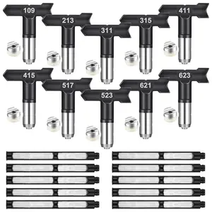 10-Piece Quick-Connect Rotating Nozzle Set (109, 213, 311, 315, 411, 415, 517, 523, 621, 623) & 10 Filters for Graco Paint Sprayer Spray Nozzle Tips