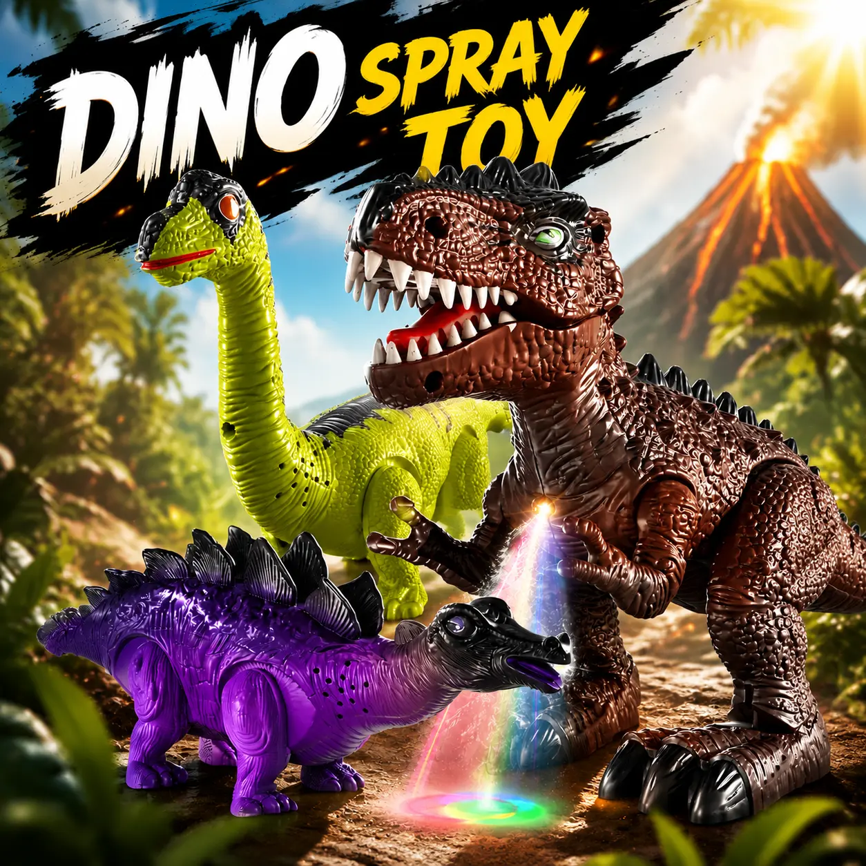 3-in-1 Unisex Walking Dinosaur Action Figure Toyset - Realistic Moving Electronic Figure with Light & Sound, Ideal Christmas Birthday Gifts for Dino Lovers, Figures