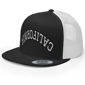 RIVEMUG NX Upside Down California Trucker Hat Embroidered Flat Bill High Crown Adjustable Cap