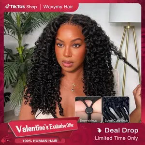 Wavymy 9x6 HD Burmese Curly Wear Go Lace Frontal Wig Curly Texture Wig with Finger Coil Ends Skin-Melt HD Lace Human Hair Wigs With Invisi Drawstring Pre-Bleached Glueless Wig 200% Density