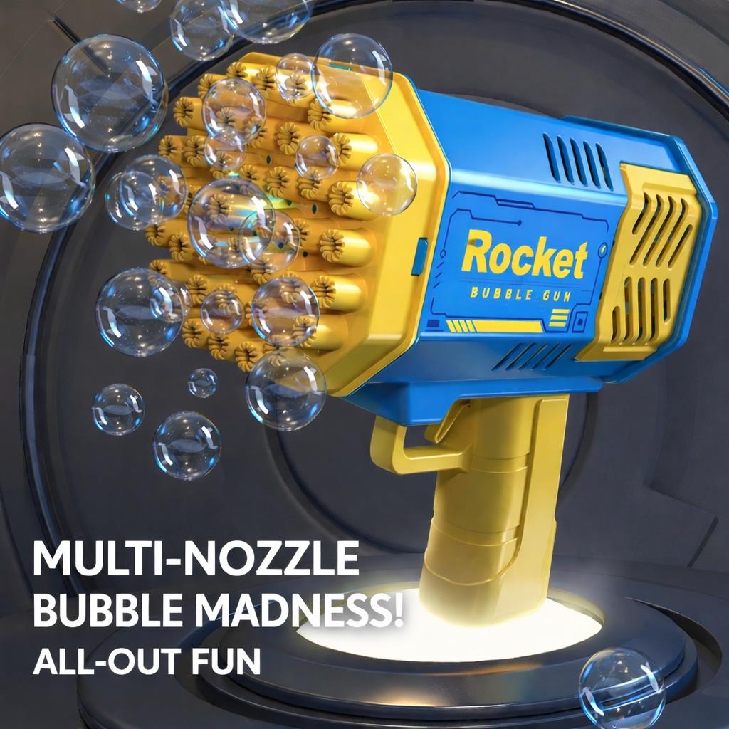 40-Hole Bubble Machine with Bubbles LED Lights Suitable for Adults, Bubble Blower for Boys Girls, - Bubble for Outdoor Indoor Parties, Birthday Wedding Gifts No Battery (With 1 Bubble Liquid)
