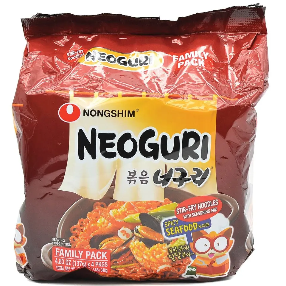 NONGSHIM Savory Flavor Korean Instant Noodles, 4-Pack Ambient Pantry Food, 19.3 oz Stir-Fry Noodles with No Soup Needed