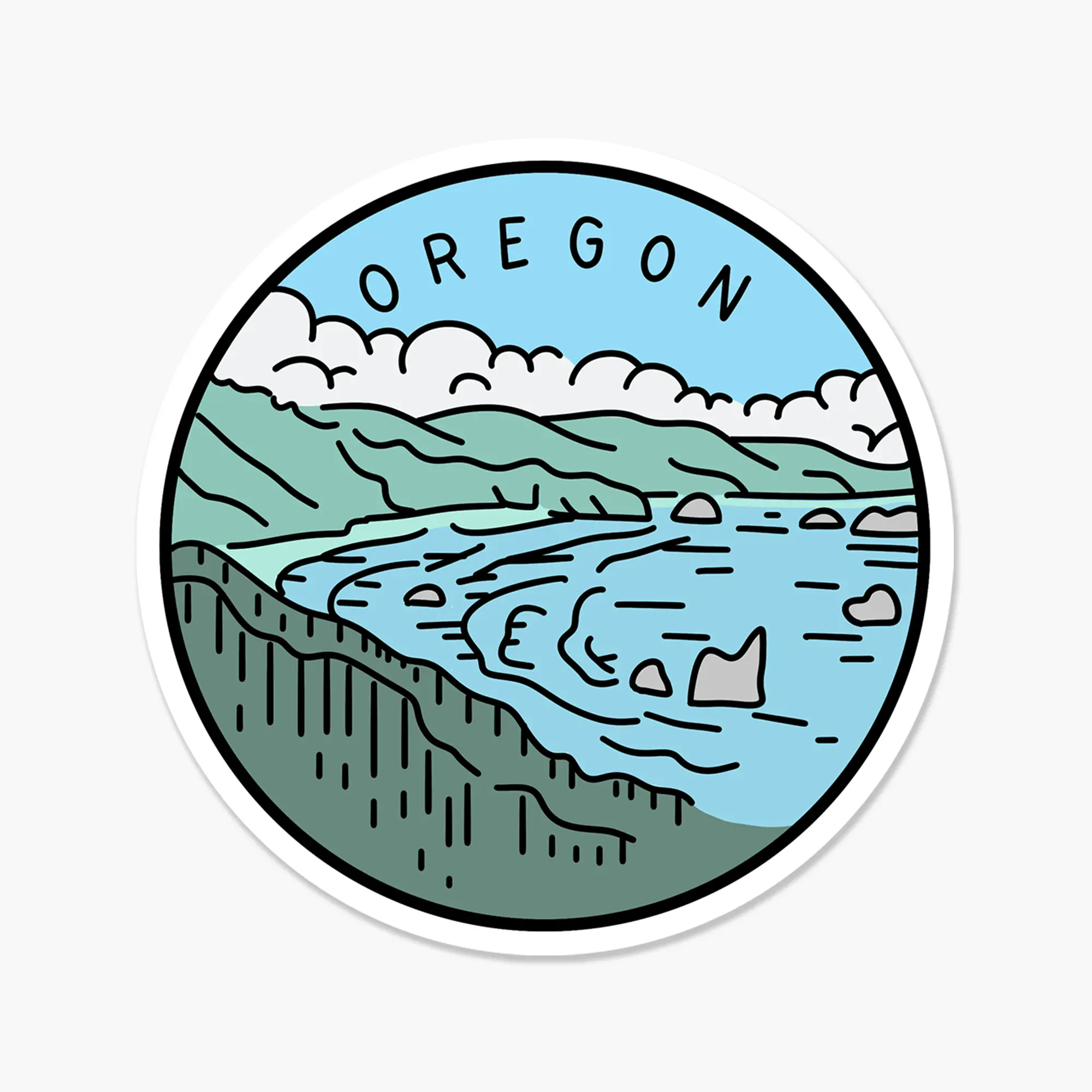 Oregon Illustrated US State 3 x 3 in - Travel Sticker