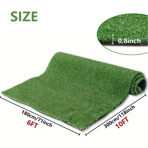 6x10 FT Artificial Grass Turf, 15mm Realistic Fake Grass Carpet with Drainage Holes, Durable Synthetic Lawn Rug for Dogs, Patio & Indoor Play