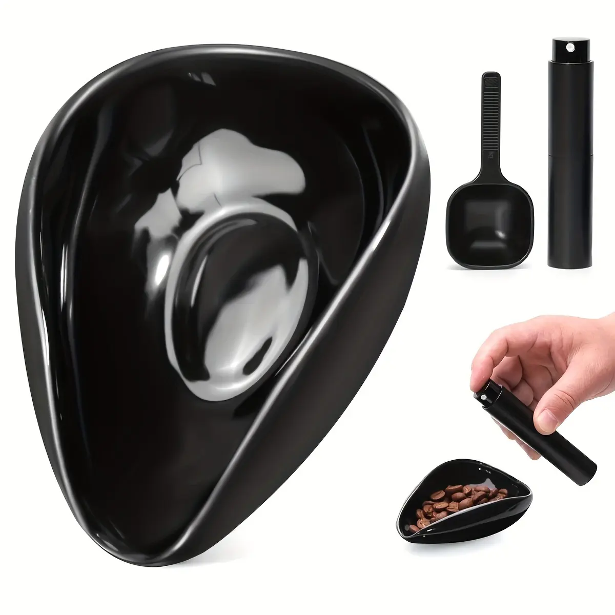2/3pcs Premium Ceramic Coffee Bean Dosing Cup & Spoon Set - Coffee Making Tool, Static-Reducing Spray Bottle Included, Perfect for Espresso & Tea Brewing - Ideal Gift for Holidays