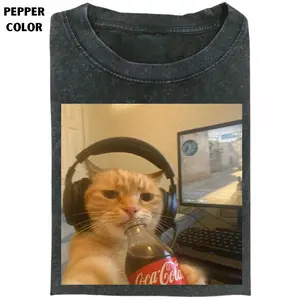 Gamer Cat Shirt, Funny Cat Shirt, Gaming Meme Shirt, Retro Graphic T-shirt, Unisex Cotton Crew Neck Shirt, Gift for Men, Gift for Women, Crew Neck T-shirt, Trending T-shirt