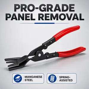Automotive Panel Clip Removal Pliers, Manganese Steel Trim Puller Tool with Spring Assisted Handle, Non-Slip Grip Car Door Dash Fastener Remover, Professional Grade Upholstery Clip Tool for Auto Repair, No Scratch Panel Removal Tool for Mechanics & DIYers