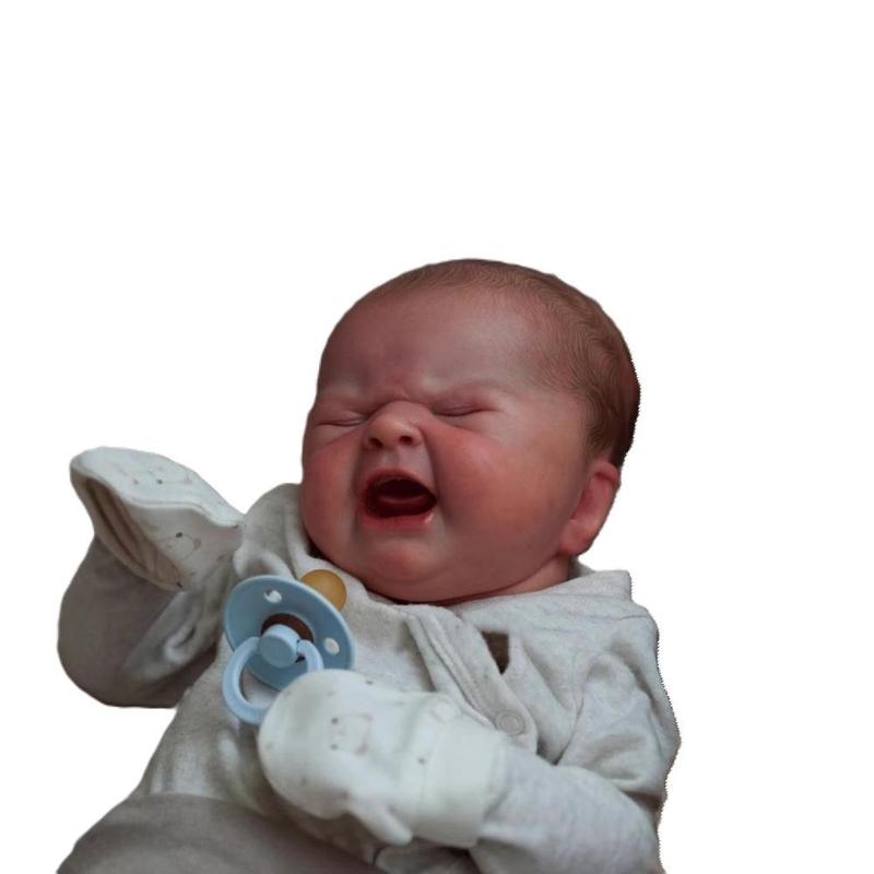 19inch Real Baby Dolls That Cry on Their Own Soft Silicone Head Limbs Cuddly Cotton Body Hand Painted Hair with Veins Acrylic Eyes Lifelike Reborn Stuffed Animal for Kids 3+ Water Resistant