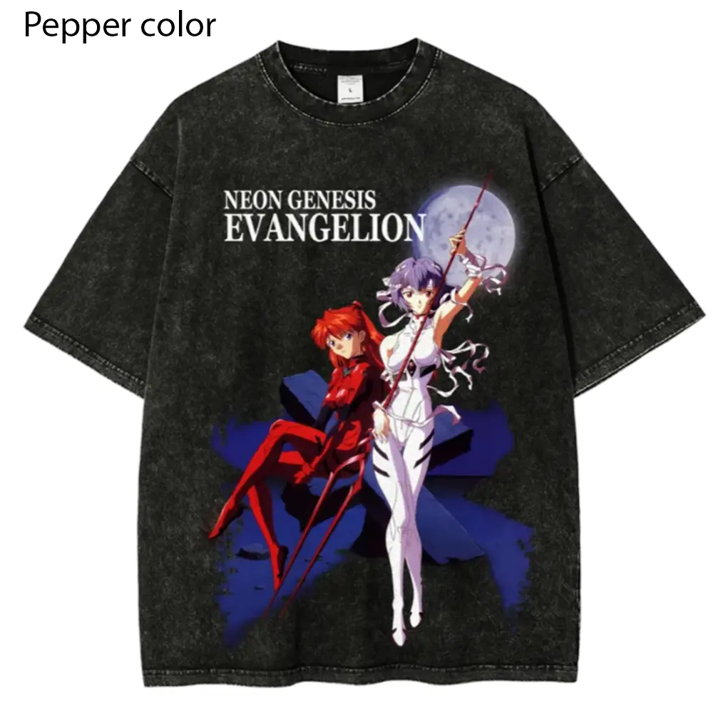 Evangelion Anime Shirt, Rei Asuka Graphic Tee, Moon Aesthetic Manga T-Shirt, Retro Washed Oversized Tee, Gift for Men, Gift for Women, Crew Neck T-shirt, Trending T-shirt