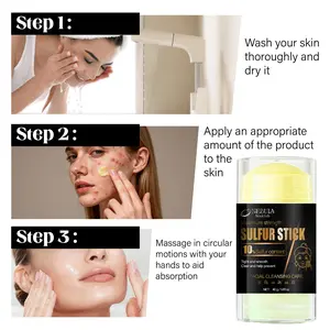 40g Facial Cleansing Sulfur Stick, Natural Sulfur Ingredients, Oil Control, Alcohol-Free, Suitable for All Skin Types, Portable