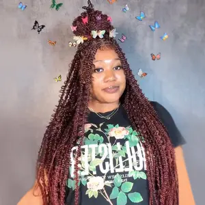 #T1B/BUG 36" Square Butterfly Box Knotless Braids - Full Handmade Premium Synthetic Fiber, Breathable & Lightweight, Durable & Natural Look, Tangle-Free Design, ldeal For Protective Styling, Daily Quick Style Wig By YMSGIRL Hair
