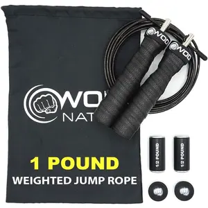 Weighted Jump Rope for Women & Men - 1 Pound (1LB) Adjustable Heavy Speed Jump Rope Handles with Removable Weights 4Crossfit,  , Boxing.