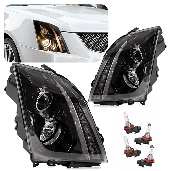 Halogen Headlight Pair with Bulbs, Left and Right Fit for Cadillac CTS 2008-2015