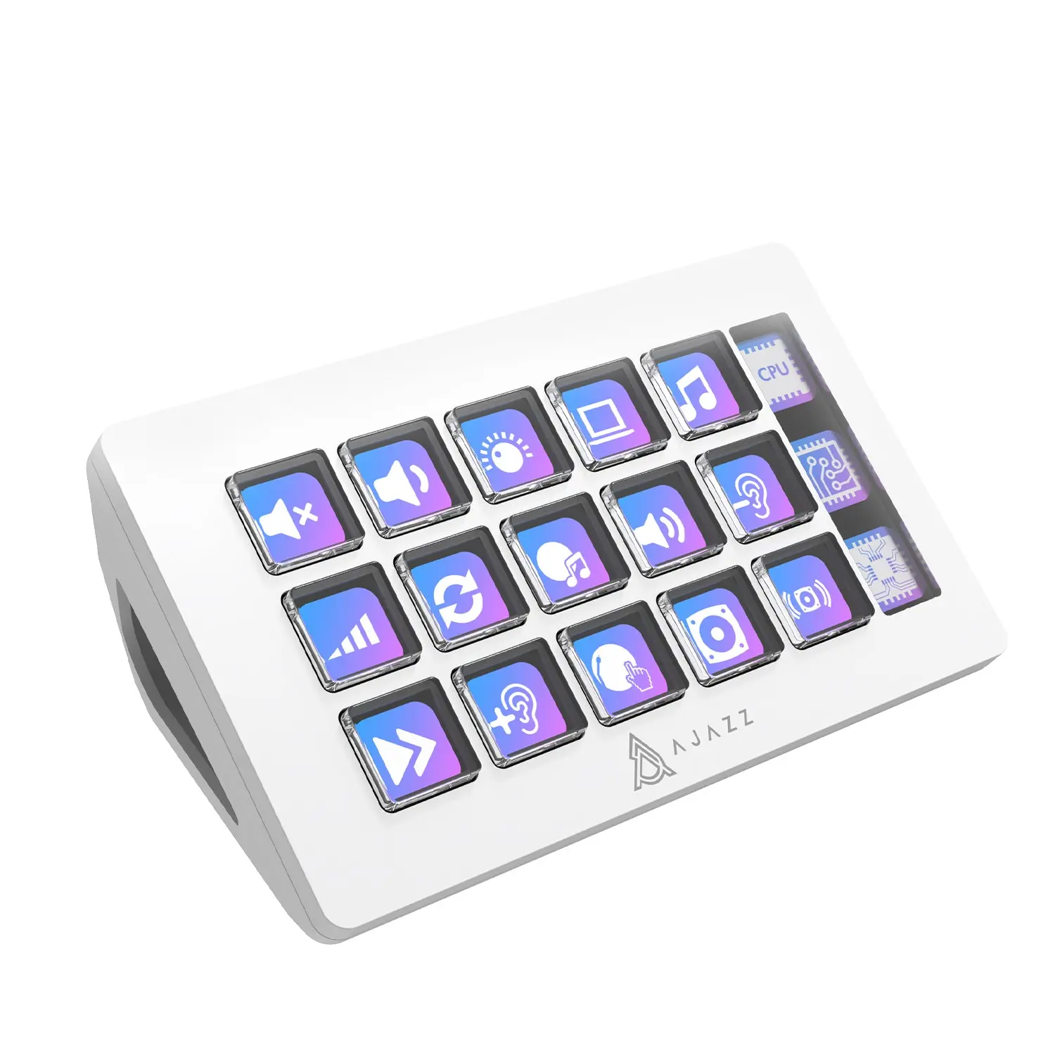 AJAZZ AKP153E Wired USB Stream Deck Keyboard, Computer Accessory with 15 Programmable Macro Buttons, Desktop Controller Panel, Detachable 40° Non-Slip Adjustable Stand, Multi-Platform for Mac/Windows Live Streaming, 15 Custom Buttons