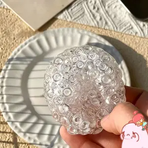 White Moonlight Chattering Ball Squeeze Bead Stress Relief Fidget Toy Jelly Texture Squeaky Squishy for Kids Adults ASMR Chattering Sound