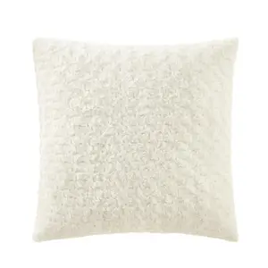 Mainstays, Rosette Fur Decorative Pillow for Adults, 22" x 22" Vanilla Dream