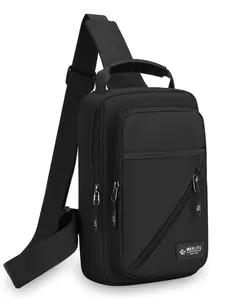 Men's Casual Solid Color Sling Bag, Zipper Crossbody Bag, Fashionable Multi-functional Shoulder Bag for Daily Used, Casual Trendy Versatile High-quality Daily Commuting Bag