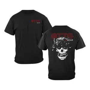 OTE Tactical Skull NVG T-Shirt, Military Graphic Tee with Red OTE Gear Logo and Night Vision Helmet Design, Operator Style Shirt for Veterans and Tactical Enthusiasts, 100% Cotton Apparel