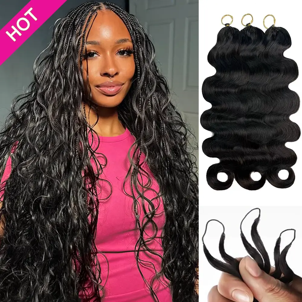 Asakiss Body Wave Feather Crochet Human Hair for Miracle Knots Boho Braids Knotless Pre-Separated, 50g/Pack 40 Strands/Pack Time-Saving Burmese Curly Crochet Hair Extensions 4-5 Packs for Full Head Lightweight Protective Styles For Summer Vacation Hair