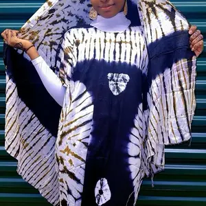 Batik Dress Set 2pcs Black White Gold Tie-Dye Casual Womenswear Fashion