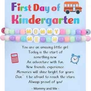First Day of School Initial Bracelets Kindergarten Mommy and Me, Back to School