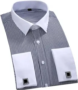 Cloudstyle Men's Dress Shirt Slim Fit Button Down Stripe Checked Shirt