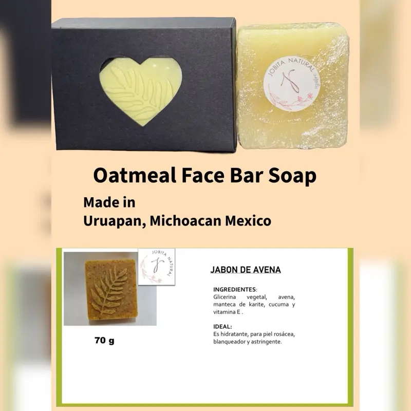 Jovita’s Handcrafted Oatmeal Face Bar Soap - Fragrance-Free, Exfoliating & Soothing Soap Made in Michoacan, Mexico - 70 g - Skincare, Gentle, Synthetic, Exfoliate, Shea, Comfort, Cleansing