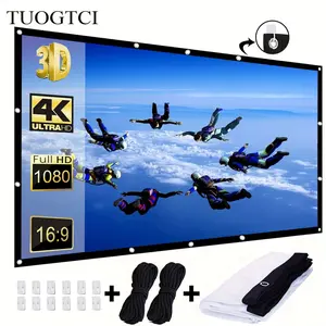 Projection screen, single-stand dual-use model, floor-standing/wall-mounted projection screen, suitable for indoor and outdoor viewing, home theater, gaming, and office use, Outdoor Projector Screen