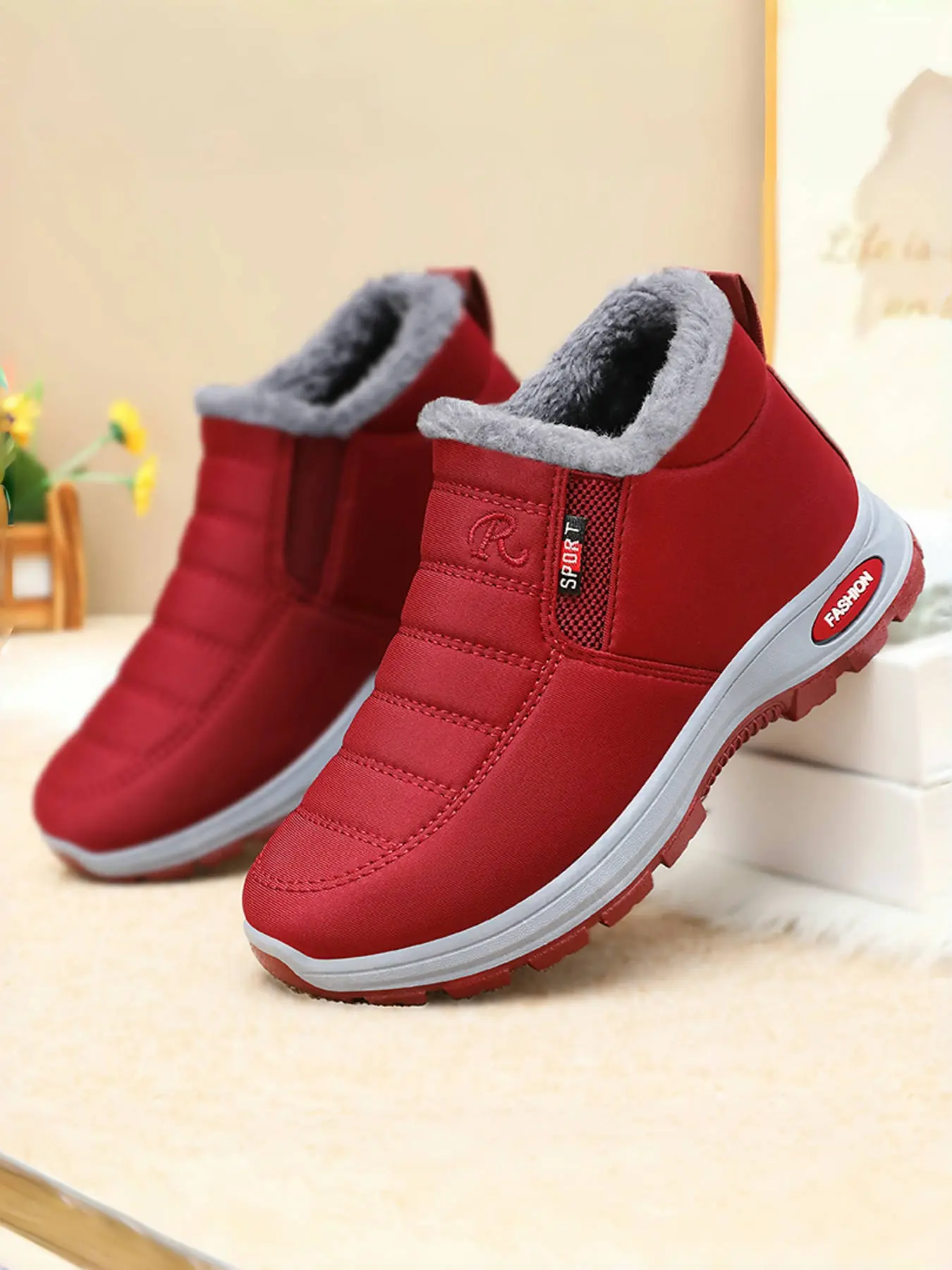 Unisex Snow Boots, Casual Lightweight Design, Shock Absorption, Warm Anti-Slip Wear-Resistant Outdoor Sports Shoes, Winter Shoes