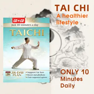 A Tai Chi practice manual for both seniors and beginners, a 28 day martial arts training guide printed in large characters with illustrations, a gentle Tai Chi movement and learner's practice guide, suitable as a gift for elders.