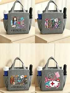 Fashionable Nurse Theme Lunch Bag, Large Capacity, Durable Insulated Material, Foldable Design, Perfect Gift for Mother's Day, Teacher's Day
